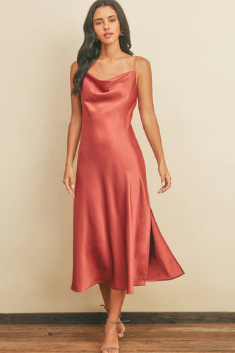 Love Strong Slip Dress- Marsala