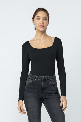 Super Soft Long Sleeve Bodysuit- Black